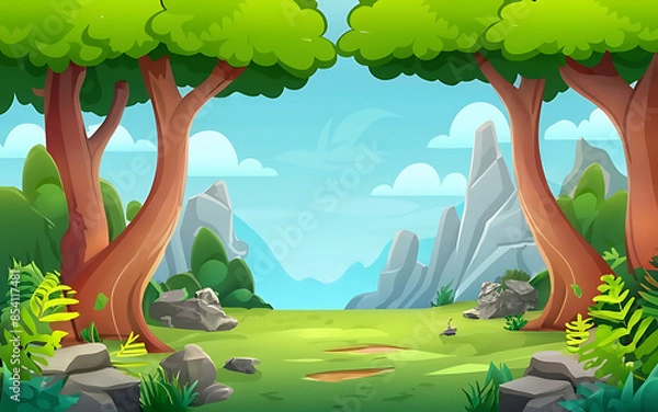 Fototapeta cartoon illustration of a beautiful forest17_upscayl_4x_realesrgan-x4fast