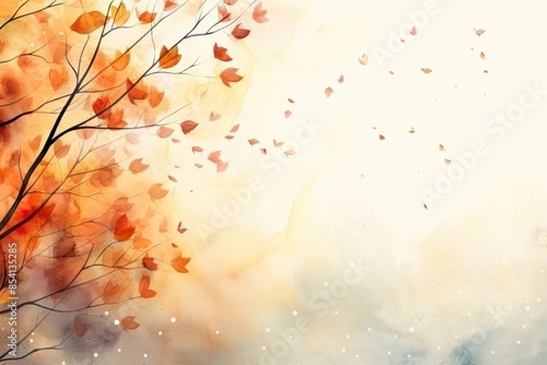 Fototapeta Delicate autumn leaves floating in the breeze.