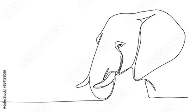 Fototapeta Elephant one line continuous. Line art Elephant . Hand drawn vector art.
