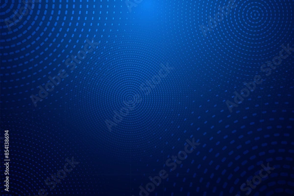 Obraz Concentric radio waves on blue surface. Waves diverge on the surface of the water. Half tone design for banner, web page, print, poster, business cards and template. Vector illustration.