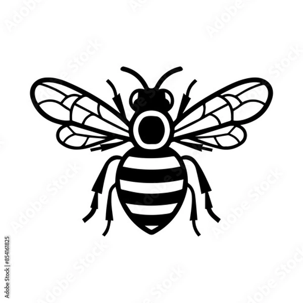 Fototapeta Bee logo or modern line icon. Vector line art and icon design with bold outline. Black and white Pixel Perfect minimalistic symbol isolate white background. Creative logotype