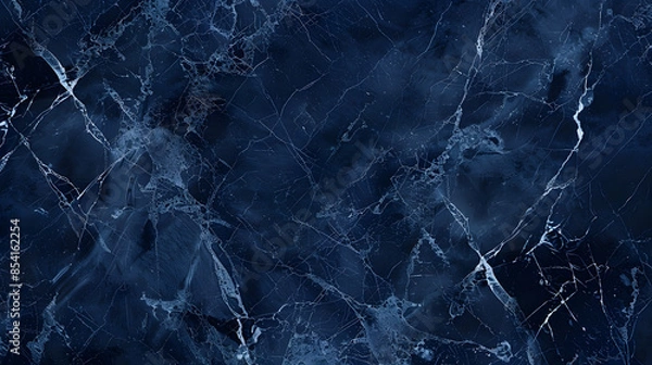 Fototapeta Dunkel blauer Marmor Hintergrund mit weißen Akzenten, Dunkler Moderner Hintergrund, Marmor Steinplatte, Schwarzer Marmor, Luxuriöser Marmor, Moderner Marmor mit weißen Akzent	