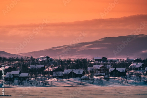Obraz lapland sunset in winter