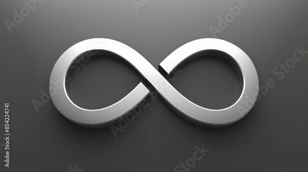 Fototapeta The image is a silver infinity symbol, infinity sign concept