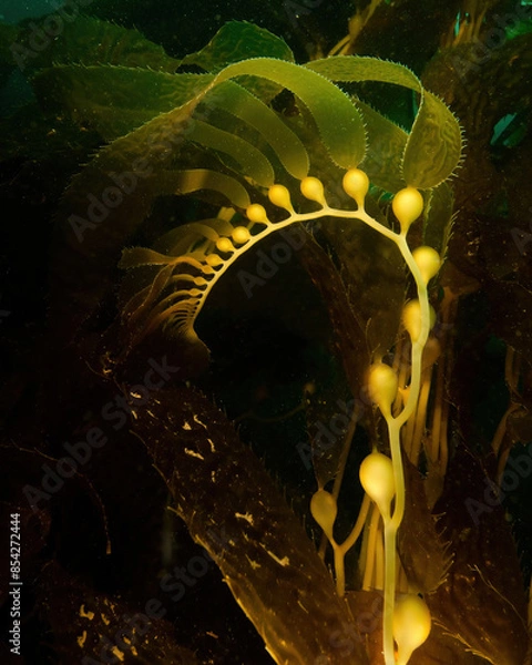 Obraz The Frond of Giant Kelp Grows Towards the Surface at Catalina Island in California