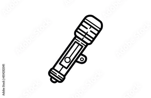 Fototapeta Flashlight black icon, isolated on white background. Vector illustration.