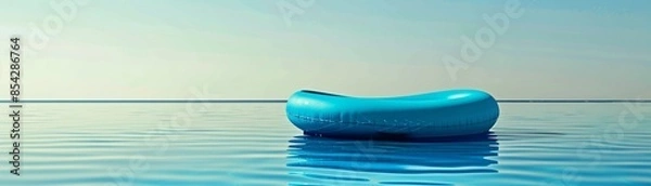 Fototapeta Blue Inflatable Ring Floating in Pool.