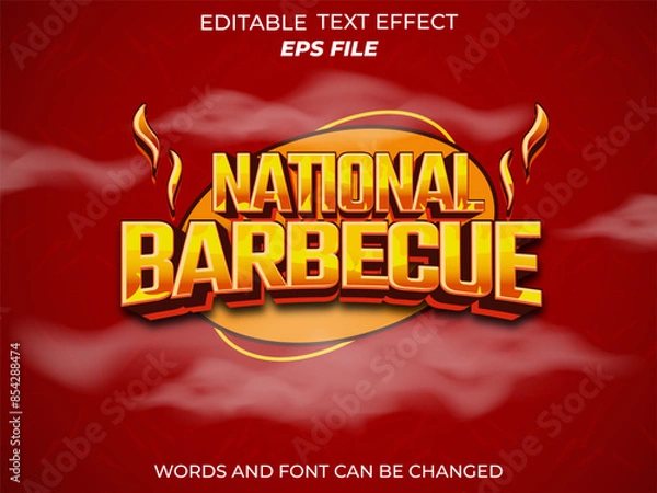 Fototapeta national barbecue text effect, font editable, typography, 3d text. vector template