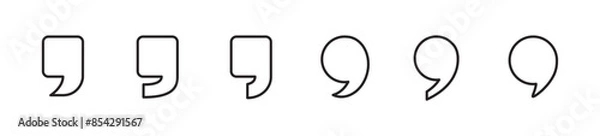Obraz Quotes icon set. Quote sign icon. Quotation mark symbol, Set of quotes icon, quote mark vector icon set. Quotemarks outline, Speech marks, Quotes icon vector illustration in transparent background
