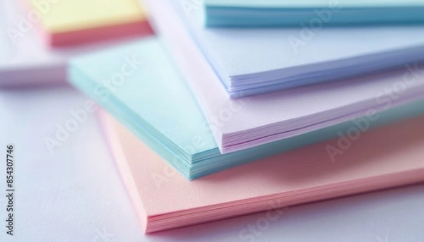 Fototapeta Macro shot of a minimal sticky note pad in pastel colors