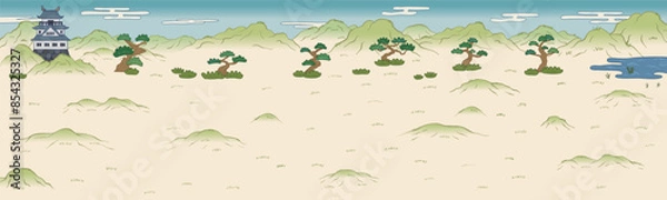 Obraz 戦国時代　合戦絵巻　背景イラスト