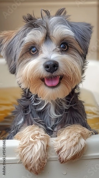 Obraz Adorable Dog in Bathtub with a Happy Expression