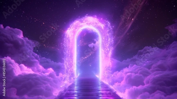 Fototapeta Mystical Portal to Another Dimension in Clouds