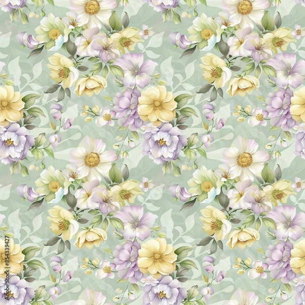 Fototapeta Floral variety color, form natural, seamless fabric pattern.