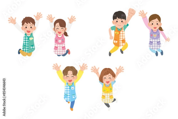 Obraz ジャンプしている保育士　男女セット