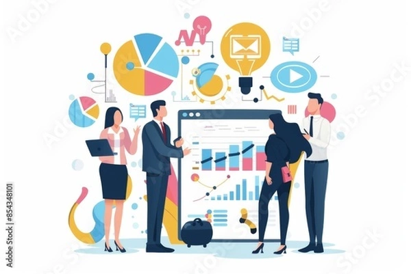 Fototapeta Conceptual Business Flat Illustration created with Generative AI