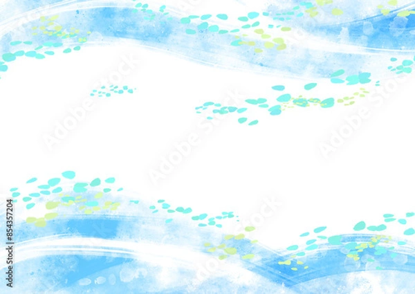 Obraz 波や風の水彩フレーム上下