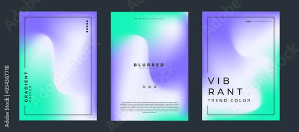 Fototapeta Abstract blurred background design set. Mesh gradient flyer and poster template