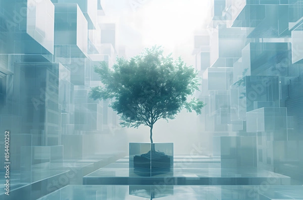 Fototapeta Green ecological technology tree