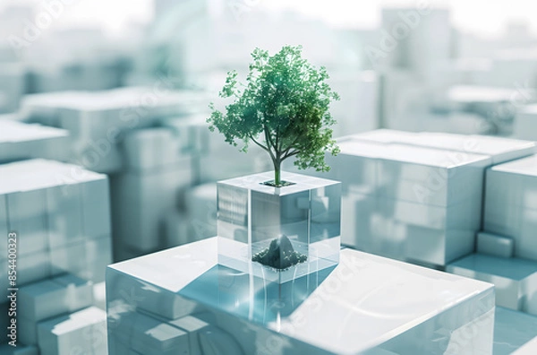 Fototapeta Green ecological technology tree