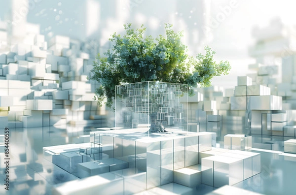 Fototapeta Green ecological technology tree