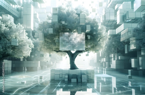 Fototapeta Green ecological technology tree