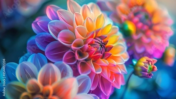 Fototapeta a close-up on bright, blooming flowers, capturing intricate details and vivid colors