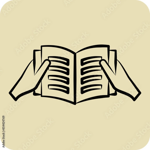 Fototapeta Icon Read A Book. related to Book symbol. hand drawn style. simple design illustration