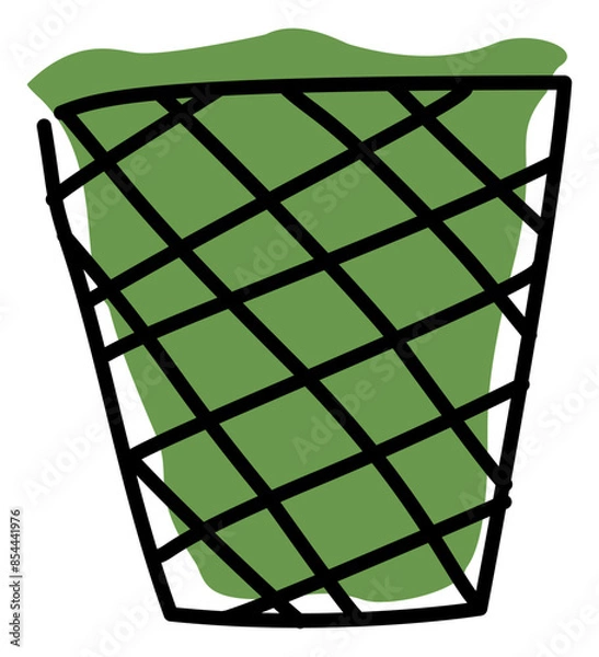 Obraz Plastic Trash can with plastic bag doodle style