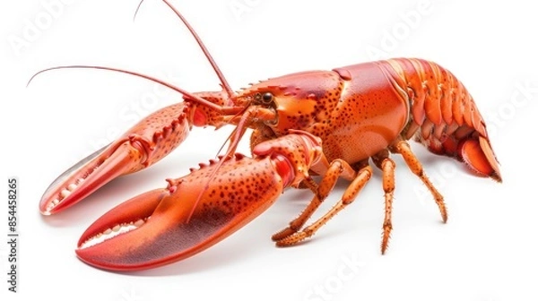 Obraz Close-up of a Cooked Lobster on a White Background