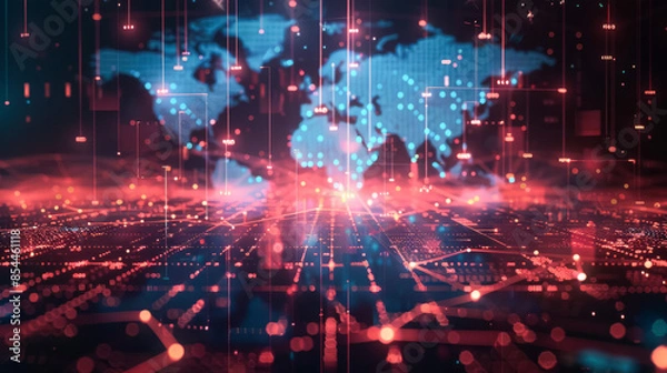 Fototapeta ネットワークでつながっている世界