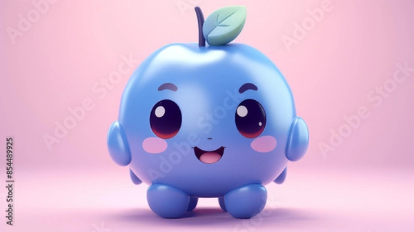 Fototapeta Add charm to your designs with clay blueberry models and clay icons in pastels on a gradient backdrop for a kawaii aesthetic.