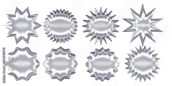 Fototapeta Set of a gradient silver stars isolated on white background. Vector illustration	