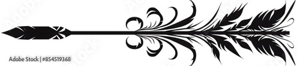 Fototapeta Minimalist Black Tribal Arrow with Spirals in Clip Art Style