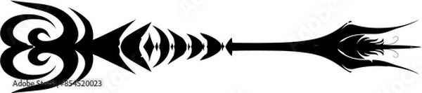 Fototapeta Stylized Tribal Arrow with Spiral Motif in Minimal Monochrome Design