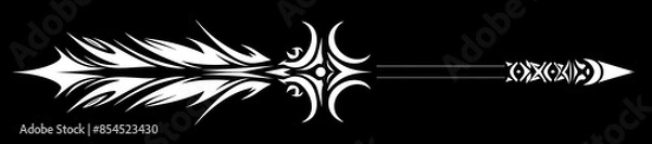 Fototapeta Black Tribal Swirled Arrow for Retro Game Designs