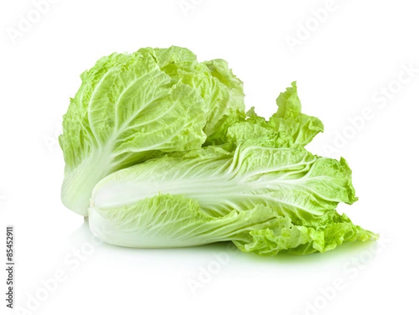 Obraz fresh chinese cabbage and a cut one on a white background