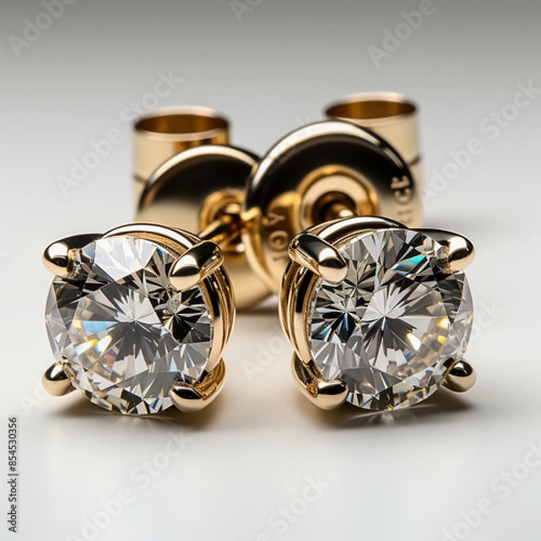 Fototapeta Small Round Diamond Stud Earrings