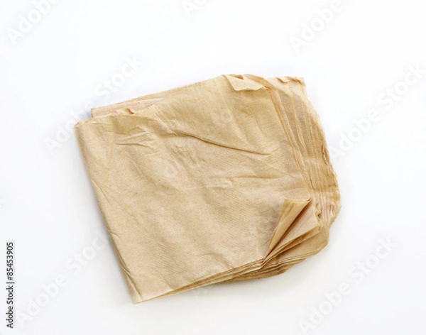 Fototapeta Recycle Tissue paper on isolated White background