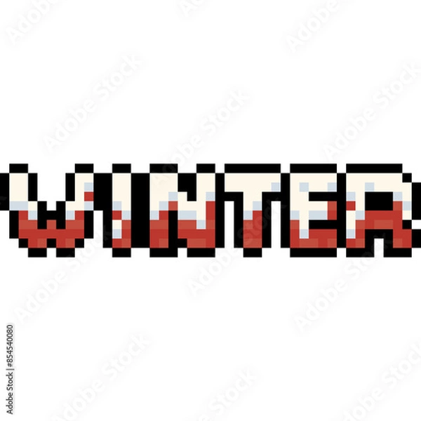 Obraz Pixel art winter snowy text design