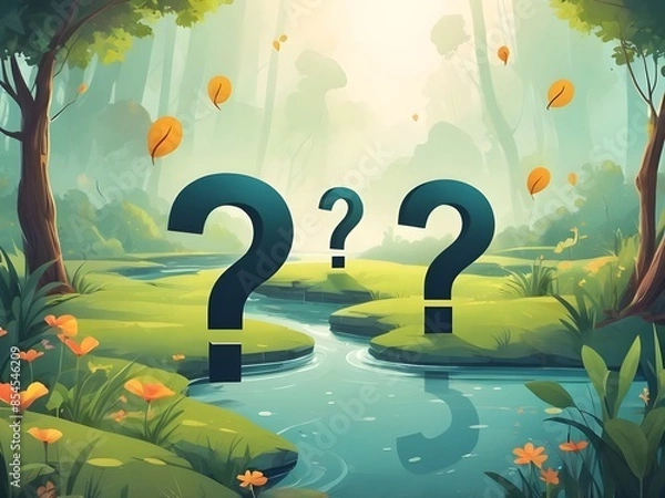Obraz question mark floating on nature background