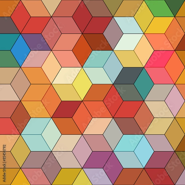 Fototapeta Abstract background with colorful hex polygons