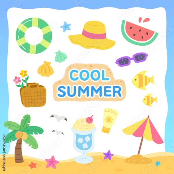 Obraz cool summer vacation beach travel items