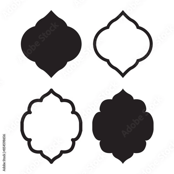 Fototapeta Black Silhouette Frame Ornament Shape Islamic Theme For Ramadan And Eid
