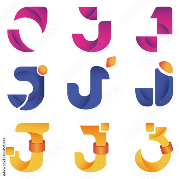 Fototapeta Vector Bundle Gradient J Modern Logo
