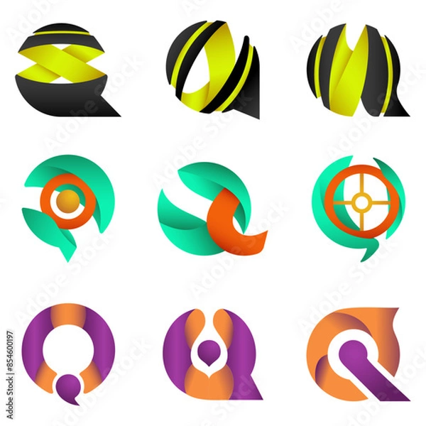 Fototapeta Vector Bundle Gradient Q Modern Logo