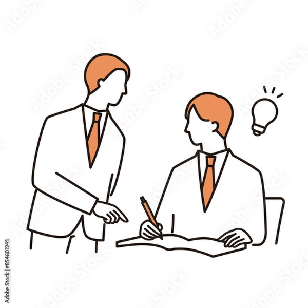 Fototapeta 男性講師に個別指導してもらう男子高生