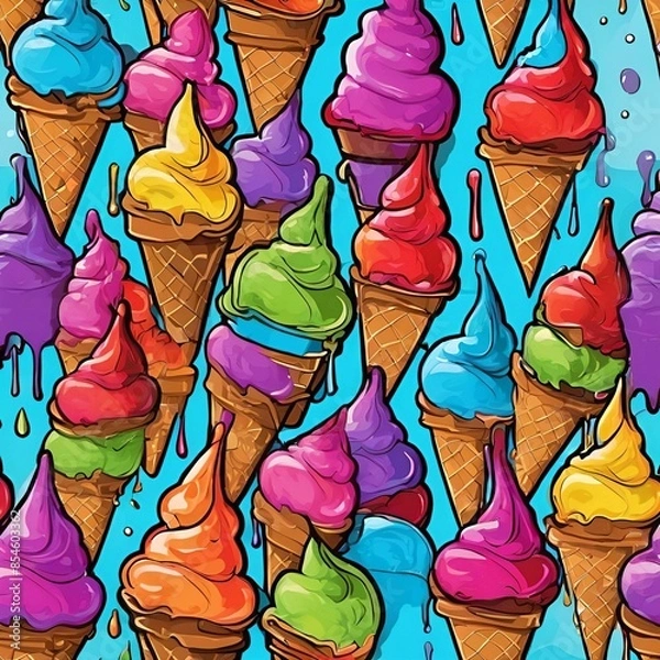 Obraz Lots of ice cream background illustrations