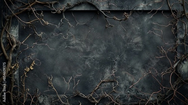 Obraz Gothic dark fantasy background framed with dry branches 