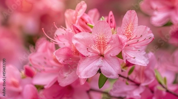 Fototapeta Pink Western Azalea Rhododendron occidentale flowers in close up bloom